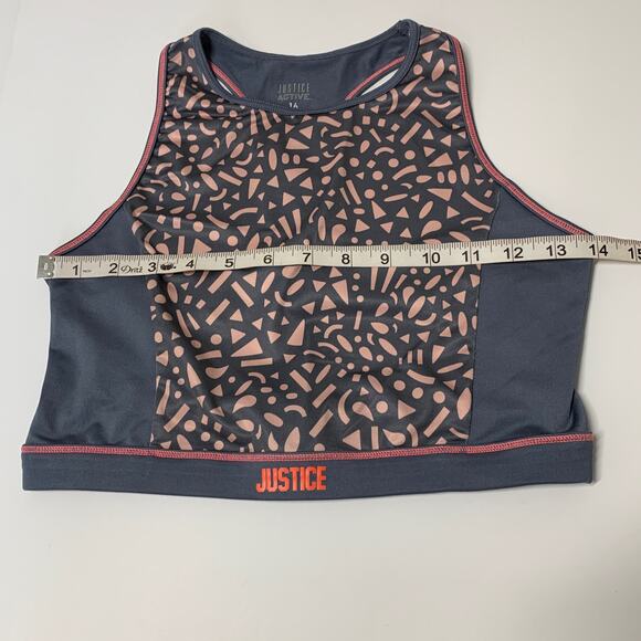 JUSTICE Active Gray Pink High Neck Sports Bra Size 16 - Picture 6 of 7